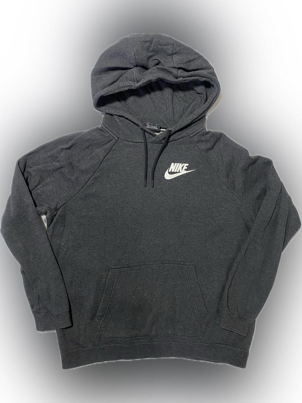 Nike Men's Charcoal Hooded Sweatshirt with White Logo